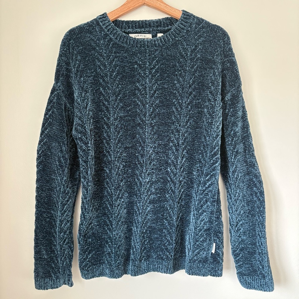 Orvis Blue Chenille Crewneck Sweater